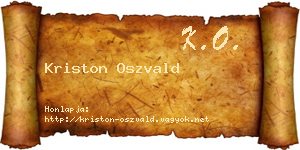 Kriston Oszvald névjegykártya